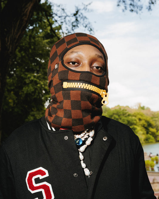 SPRAYGROUND® SKI MASK GOLD ZIPPER MOUTH SKI MASK